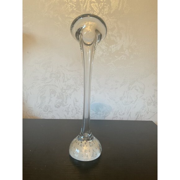 Vintage Aseda Sweden Glass Bud Vase Jack In The Pulpit Controlled Bubble Base 9” - Picture 5 of 6